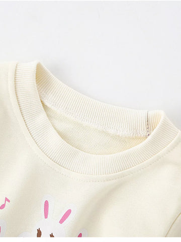 Children's Cute Rabbit Piano Crew Neck Sweatshirt