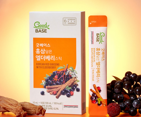 Jung Kwan Jang Good Base Korean Red Ginseng with Elderberry 10ml x 30 Sticks