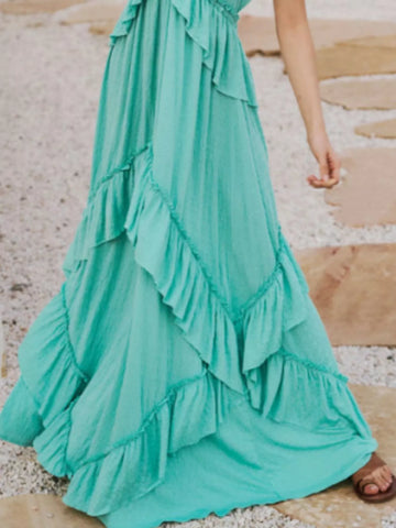 Ruffled Halter Neck Maxi Dress