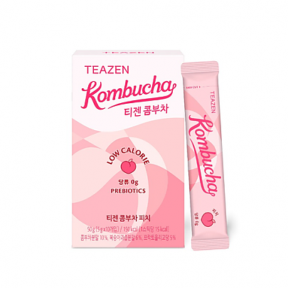TEAZEN Kombucha Peach (10 Sticks) | Refreshing Low-Calorie Probiotic Tea Drink