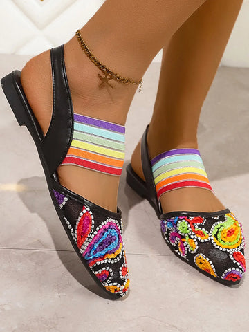 Contrast Point Toe Slingback Sandals