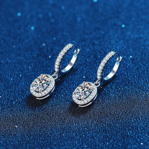 1 Carat Moissanite 925 Sterling Silver Drop Earrings
