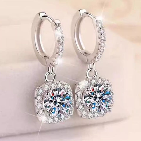 1 Carat Moissanite 925 Sterling Silver Drop Earrings
