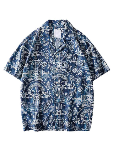 Men's Vintage Print Short Sleeve Shirt
