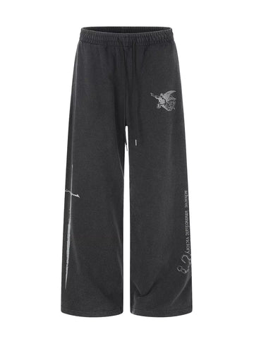 Men's Drawstring Wide-Leg Sweatpants