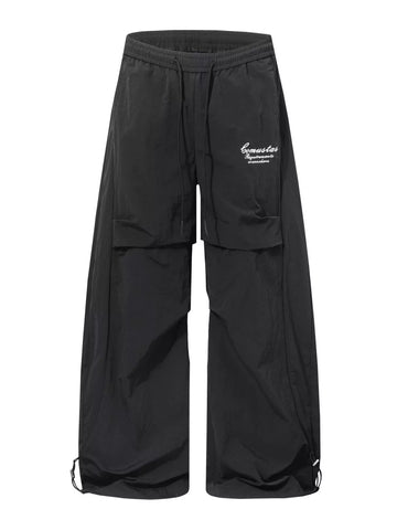 Men's Loose Fit Cargo Pants with Drawstring Waist and Adjustable Cuffs