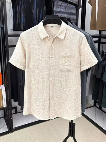 Men's Plus Size Lightweight Textured Short-Sleeve Shirt