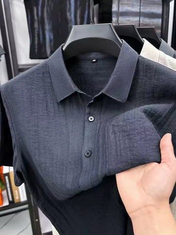 Men's Plus Size Lightweight Textured Short-Sleeve Shirt
