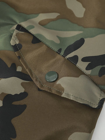Men's Plus Size Camouflage Zip Up Bomber Jacket
