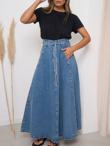 High-Waisted Denim Skirt