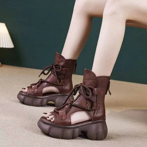 Chunky Platform Lace-Up Sandals