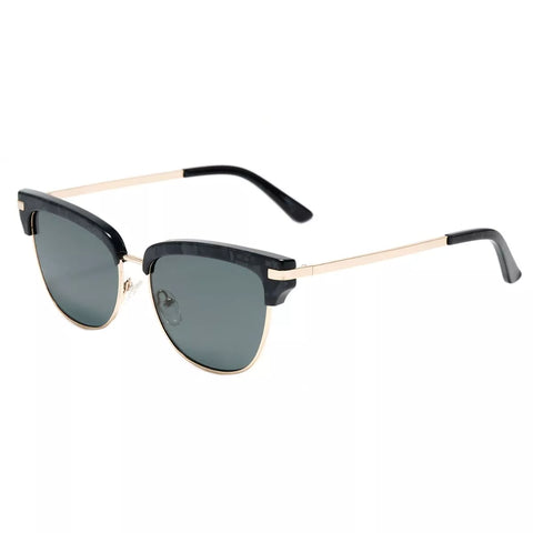 Classic Clubmaster Style Sunglasses with Gold Accents