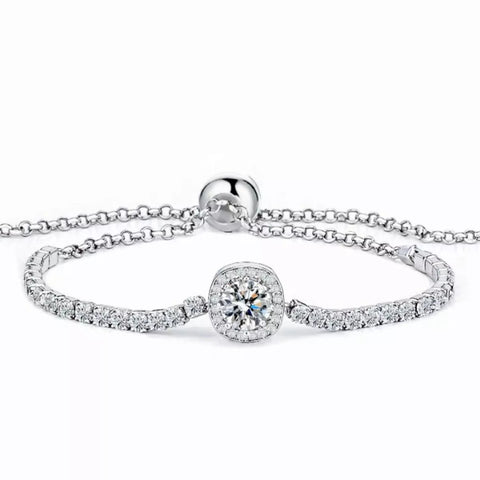 1 Carat Moissanite 925 Sterling Silver Chain Bracelet