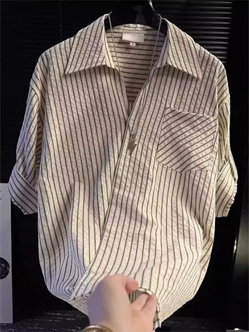 Men's Striped Roll-Up Sleeve Shirt