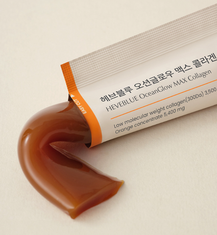 HEVEBLUE Ocean Glow Max Collagen Jelly Sticks – 3,500mg Marine Collagen | Orange Flavour | 14 Sticks