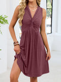 Sleeveless Twist Knot Front Casual Dress