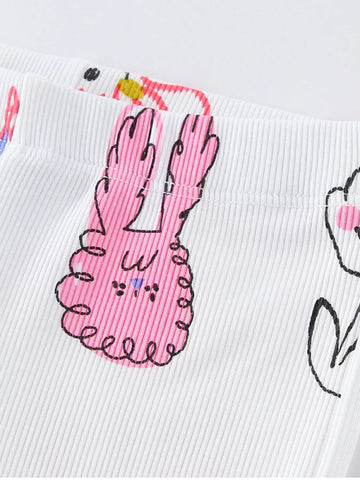 Children's Whimsical Doodle Print Flared Leggings
