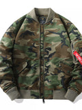 Men's Plus Size Camouflage Zip Up Bomber Jacket