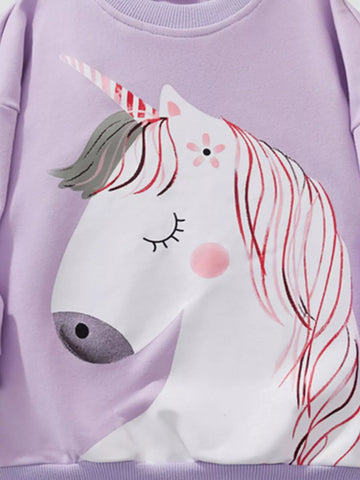 Children's Unicorn Graphic Round Neck Sweatshirt