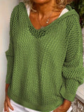 Openwork Long Sleeve Hooded Knit Cover Up