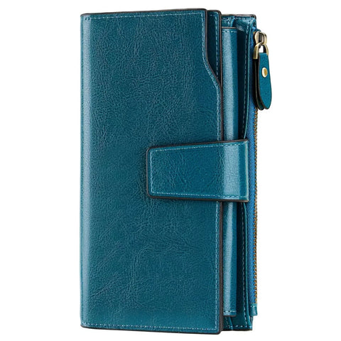 Vintage Style Leather Long Wallet