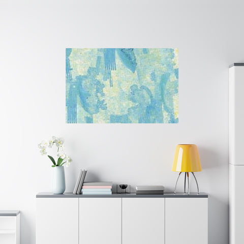 Abstract Aqua Brushstroke Canvas Print — Coastal Blue Wall Art