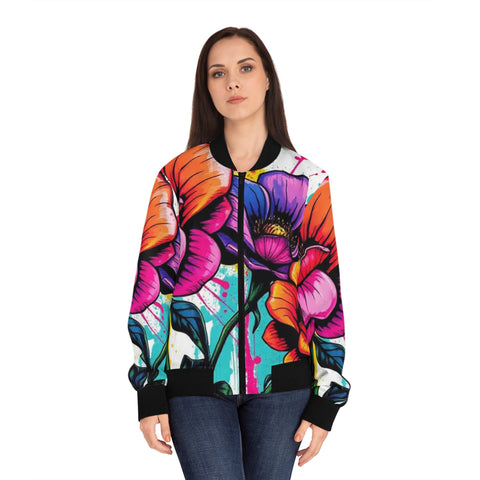 Floral Graffiti Bomber Jacket