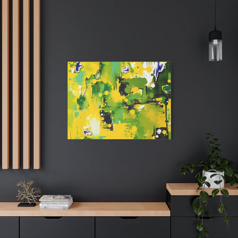 Abstract Green & Yellow Matte Canvas Print – Vibrant Modern Wall Art