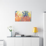 Abstract Colorful Brushstroke Matte Canvas Wall Art – Vibrant Orange & Green Stretched Print