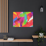 Abstract Rainbow Brushstrokes Matte Canvas Wall Art — Vibrant Stretched 1.25"
