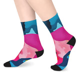 Colorful Abstract Mid-Length Socks — Vibrant Camouflage Pattern