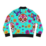 Day of the Dead Floral Bomber Jacket — Sugar Skull & Butterflies