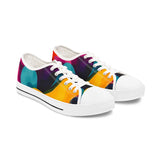 Colorful Abstract Women's Low Top Sneakers — Vibrant Gradient Canvas Shoes