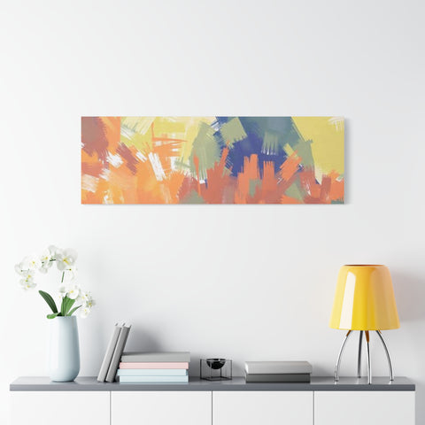 Abstract Colorful Brushstroke Matte Canvas Wall Art – Vibrant Orange & Green Stretched Print