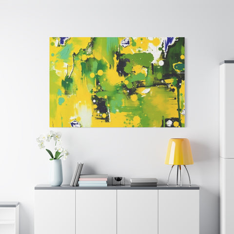 Abstract Green & Yellow Matte Canvas Print – Vibrant Modern Wall Art