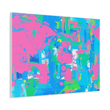 Neon Splash Abstract Canvas Print – Bright Pink & Aqua Modern Wall Art