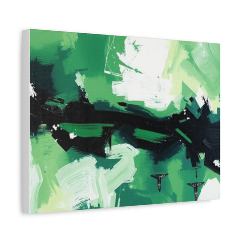 Abstract Green Brushstroke Canvas Print