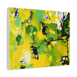 Abstract Green & Yellow Matte Canvas Print – Vibrant Modern Wall Art