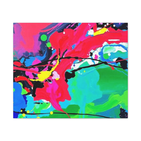 Abstract Neon Splash Matte Canvas Print — Vibrant Colorful Stretched Wall Art