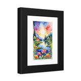 Framed Nature Poster — Watercolor Lakeside Landscape Art Print
