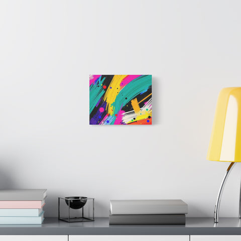 Abstract Neon Brushstroke Canvas Print — Colorful Modern Wall Art