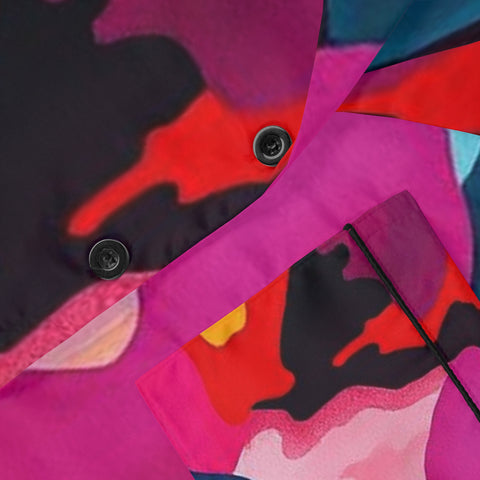 Satin Pajamas — Vibrant Abstract Color Splash Sleep Set