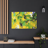 Abstract Green & Yellow Matte Canvas Print – Vibrant Modern Wall Art