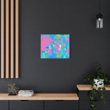 Neon Splash Abstract Canvas Print – Bright Pink & Aqua Modern Wall Art