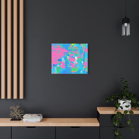 Neon Splash Abstract Canvas Print – Bright Pink & Aqua Modern Wall Art