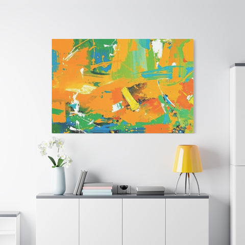 Abstract Orange & Green Canvas Art — Vibrant Modern Wall Decor