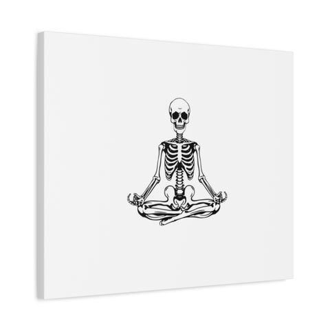 Yoga Skeleton Canvas Print — Meditating Skeleton Wall Art, Minimalist Gothic Home Decor