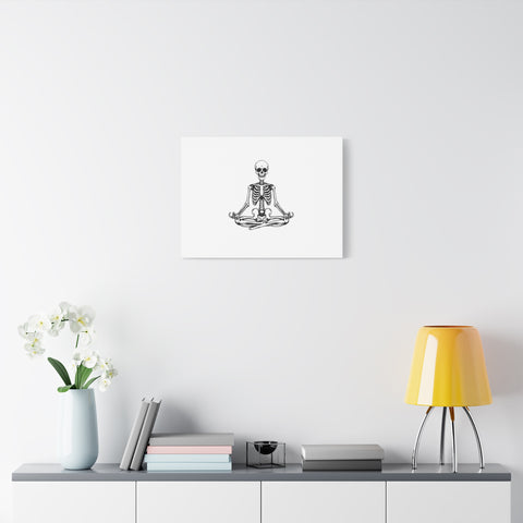 Yoga Skeleton Canvas Print — Meditating Skeleton Wall Art, Minimalist Gothic Home Decor