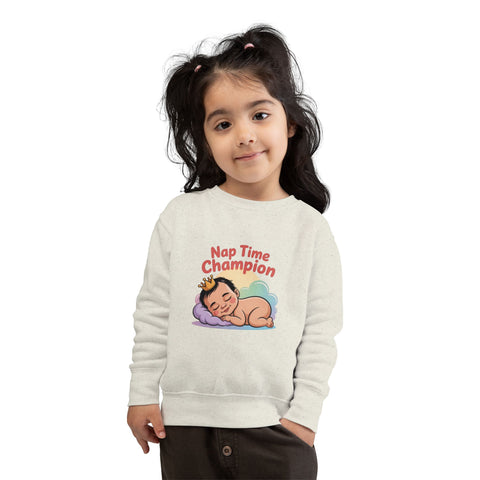 Nap Time Champion Toddler Sweatshirt — Cute Sleeping Baby Graphic