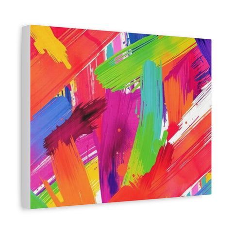 Abstract Rainbow Brushstrokes Matte Canvas Wall Art — Vibrant Stretched 1.25"